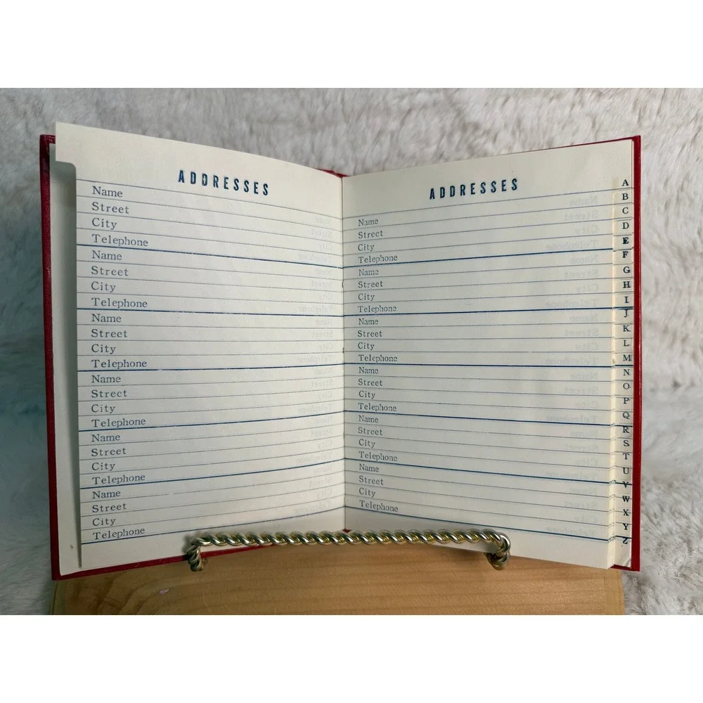 Vintage Red Teal Blue Gold Filigree Address Book Made in Japan Gilded Edge